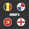 Groups football world championship in Russia. Vector illustration country flags