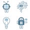 Groups of Four Artificial intelligence line icons, 4 technology symbols concepts, and 9 cybernetic icons, ai, technology vector,