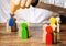 Groups of multicolored wooden people and businessman. The concept of market segmentation. Target audience, customer care. Market