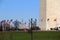 Groups of sightseers gathered near the entrance of Washington Memorial,Washington,DC,2015
