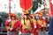 Groups of soldiers dressed in traditional clothes at the Selasa Wage event