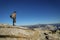 Groveland, California - United States - July 24, 2014: Man hikes to top of Mt. Hoffman, a peak near Olmsted Point, in Yosemite.