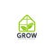 Grow leaf logo, green logo vector, greenhouse logo abstract.