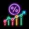 Grow Percent neon glow icon illustration