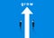 Grow vector concept - two businessmans staring at arrow to go up.minimalism concept