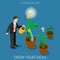 Grow your idea business watering lamp flat 3d isometric vector