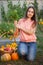 Grower rich harvest of vegetables, Nice girl gardener huge harvest for Thanksgiving