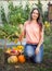 Grower rich harvest of vegetables, Nice woman gardener huge harvest for Thanksgiving