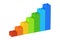 Growing bar chart from color building toy blocks, 3D rendering