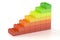 Growing bar chart from color building toy blocks, 3D rendering