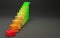 Growing bar chart from color toy blocks on modern background. 3D ilustration. Growing graph from building blocks. 3D render