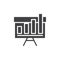 Growing bar chart on whiteboard icon vector