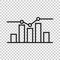 Growing bar graph icon in flat style. Increase arrow vector illustration on white background. Infographic progress business