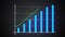 Growing bar graph with rising arrow, financial forecast graph, 3d render computer generated