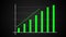 Growing bar graph with rising arrow, financial forecast graph, 3d render computer generated