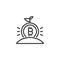 Growing bitcoin sprout outline icon