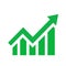 Growing business green arrow with bar chart, Profit arow Vector illustration.Business concept, growing chart. Concept of sales.