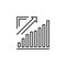 Growing chart, Arrow graph going up line icon, outline vector sign, linear pictogram isolated on white.