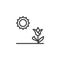 Growing flower and sun line icon