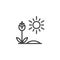 Growing flower and sun outline icon