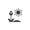 Growing flower and sun vector icon