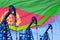 Growing graph on Eritrea flag background - industrial illustration of Eritrea oil industry or market concept. 3D Illustration