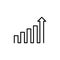 Growing graph icon in black. Chart with an upward trend arrow. Economy concept. Vector on isolated white background. EPS 10