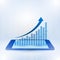 Growing graph sign to the top of business profits on smart phone