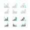 Growing graphs and growth charts icon set, vector illustration
