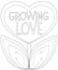 Growing love poster with heart shaped plant.