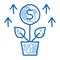 growing money tree doodle icon hand drawn illustration