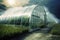 Growing organic products in modern greenhouse. Generative AI