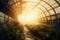 Growing organic products in modern greenhouse. Generative AI