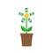 Growing paper money tree coin with dollar sign Plant in the pot. Financial growth concept. Successful business icon. Flat design.