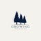 Growing pine minimalist logo design illustration, pine trees silhouette vector graphic template