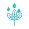 Growing plant with water drops nature liquid blue silhouette style icon