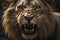 Growling lion close up. Generative AI