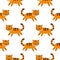 Growling tiger cub. Seamless pattern for fabric, wrapping paper, wallpaper.