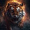 Growling tiger towards the camera. A menacing tiger looking ahead. Attacking Tiger. Generative ai