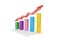 Growth bar chart with arrow in three dimensions. 3D illustration