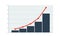 Growth bar and line chart. diagram with growing trend