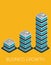 Growth of business. Buildings of company small, middle and big. Flat vector isometric