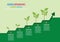 Growth Business Concept. Plant growth with 5 processeso success. Vector infographic illustrat