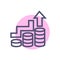 Growth or business success or increase business icon. vector clean business growth icon with coin and up arrow