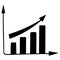 Growth chart. Axis of coordinates. The direction is indicated by the arrow. Business. Finance. Work online under quarantine.