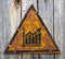 Growth Chart Icon on Rusty Warning Sign.