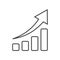 Growth chart, simple line vector icon on white