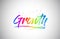 Growth Creative Vetor Word Text with Handwritten Rainbow Vibrant Colors and Confetti