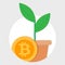 Growth crypto coin vector flat icon