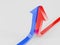 the growth curve ends with an blue and red arrow 3d illustration rendered